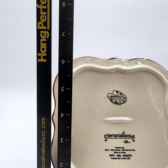 Tara Temptations Square Salad Dessert Plate Floral Lace Blue Hand Painted 6.2 in - Picture 7 of 8